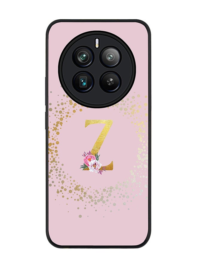 Stylizedd Rugged Black edge case for Realme 12 Pro / Realme 12 Pro Plus 5G, Slim fit Custom Monogram Initial Letter Floral Pattern Alphabet-Z (Pink ) - Image 1