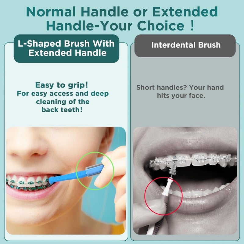 Fremouth 50 Count Angle Interdental Brushes for Braces Tight07mm L Shaped Interproximal Floss for Dental Plaque Removal Health - Image 4