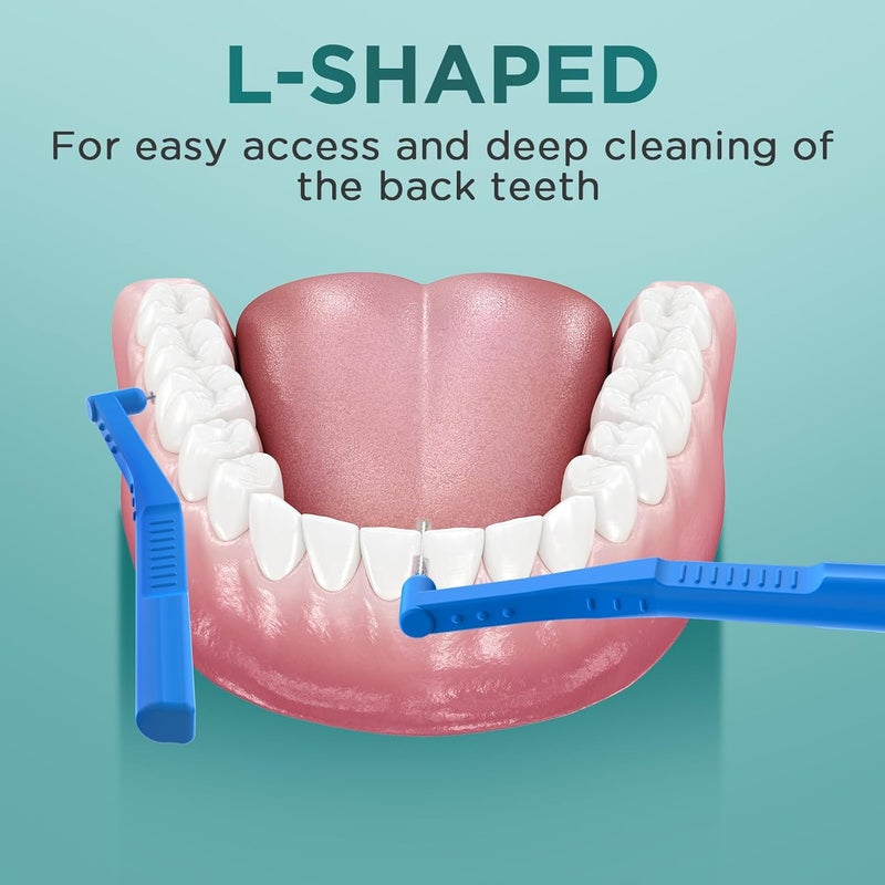 Fremouth 50 Count Angle Interdental Brushes for Braces Tight07mm L Shaped Interproximal Floss for Dental Plaque Removal Health - Image 3