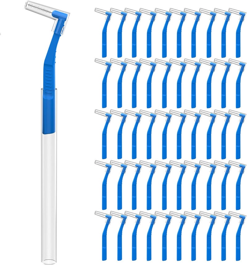 Fremouth 50 Count Angle Interdental Brushes for Braces Tight07mm L Shaped Interproximal Floss for Dental Plaque Removal Health - Image 1