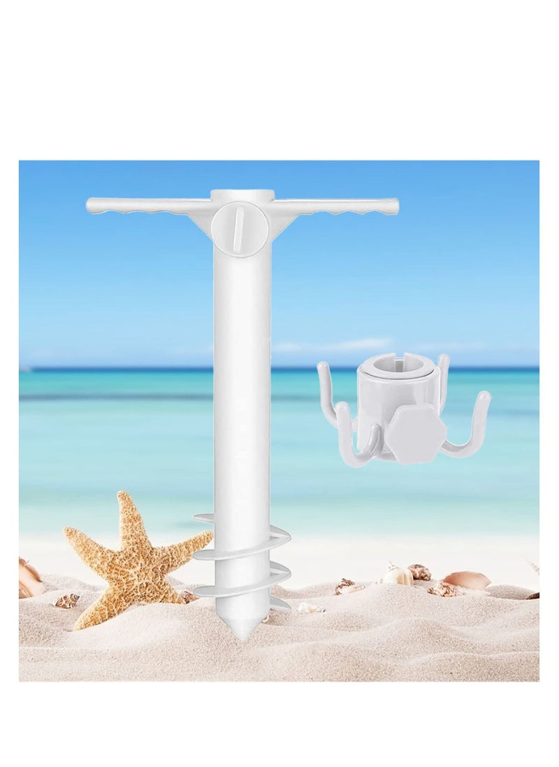 Y&D Beach Umbrella Screw Sand Anchor Stand Holder, One Size Fits All, Holder Safe for Strong Wind with 4 prongs Hanging Hook  - Image 1