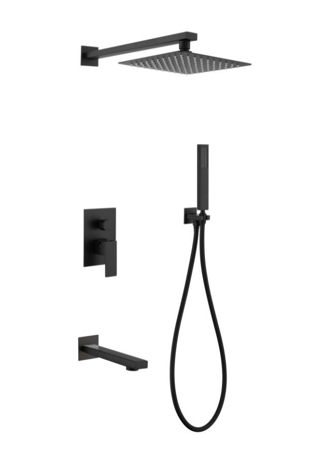 Luxury Hotel Bathroom Shower Set Wall Concealed Black Showers Kit - Image 1
