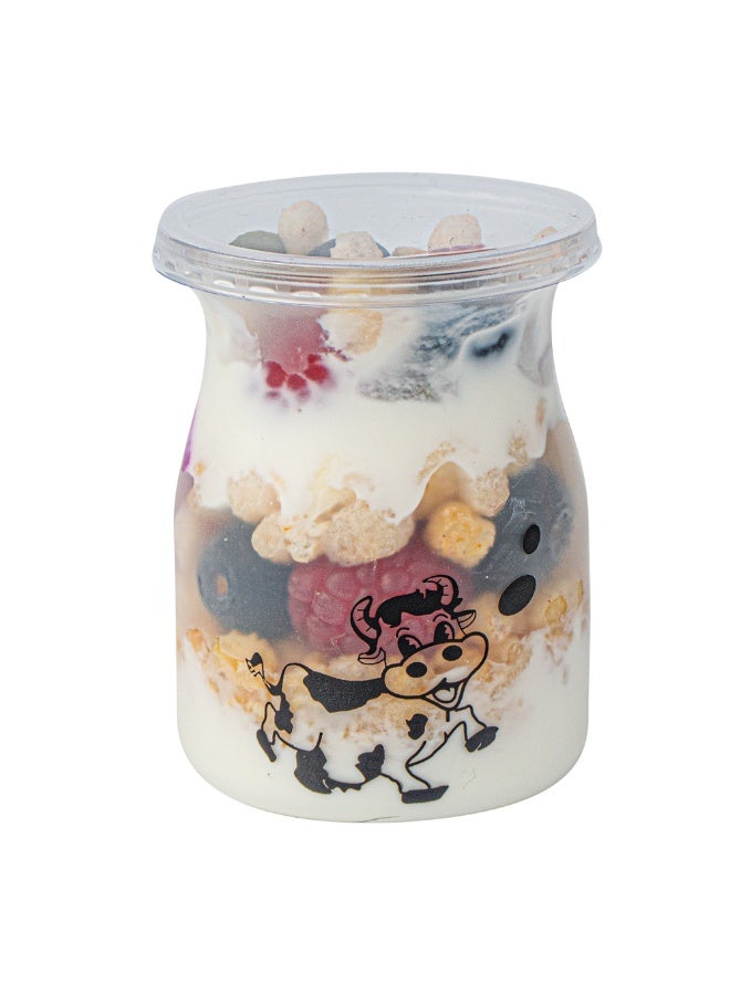 Restaurantware 3.5 Ounce Yogurt Jars, 100 Disposable Pudding Containers - Cow Print, Pop-Off Lids Included, Clear Plastic Chia Pudding Jars, For Snacks, Spices, And Desserts - Image 2
