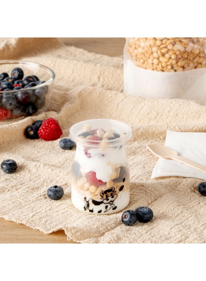 Restaurantware 3.5 Ounce Yogurt Jars, 100 Disposable Pudding Containers - Cow Print, Pop-Off Lids Included, Clear Plastic Chia Pudding Jars, For Snacks, Spices, And Desserts - Image 3