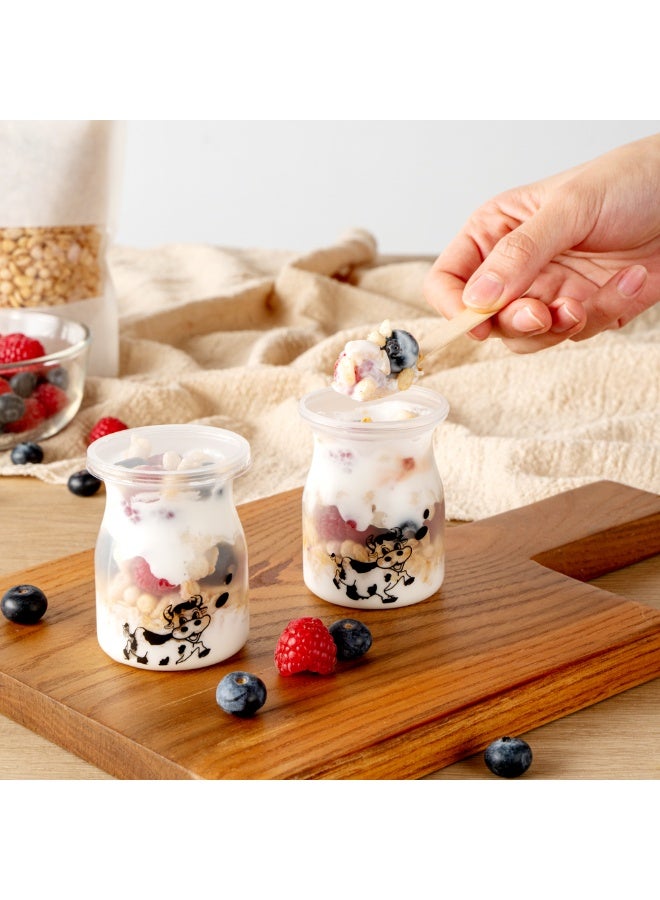 Restaurantware 3.5 Ounce Yogurt Jars, 100 Disposable Pudding Containers - Cow Print, Pop-Off Lids Included, Clear Plastic Chia Pudding Jars, For Snacks, Spices, And Desserts - Image 5