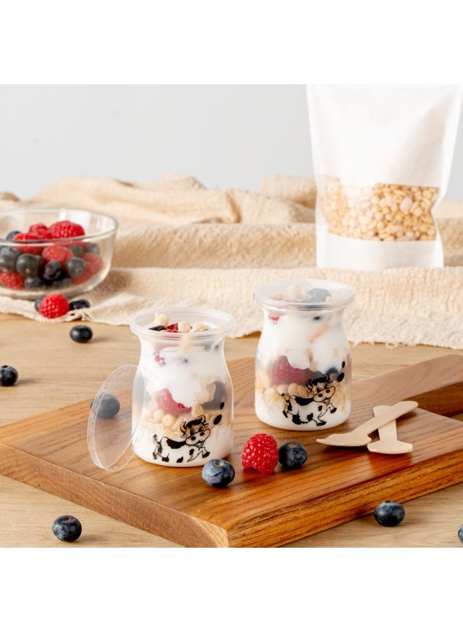 Restaurantware 3.5 Ounce Yogurt Jars, 100 Disposable Pudding Containers - Cow Print, Pop-Off Lids Included, Clear Plastic Chia Pudding Jars, For Snacks, Spices, And Desserts - Image 4