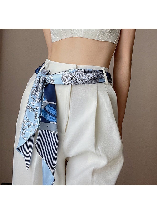 59" Mulberry Silk Like Head Scarf Women's Fashion Square Neck Satin Scarfs for Bag Hair Scarves Gift 59" * 5.9” - Image 1