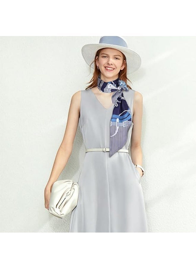 59" Mulberry Silk Like Head Scarf Women's Fashion Square Neck Satin Scarfs for Bag Hair Scarves Gift 59" * 5.9” - Image 3