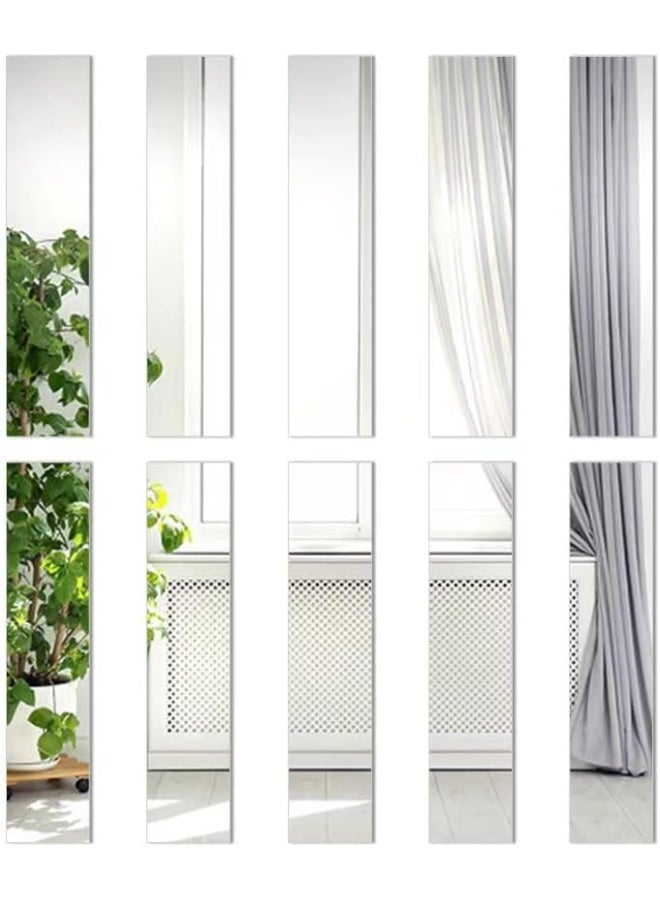 TPGP Self-Adhesive Mirror Tiles, Pack Of 10 Wall Stickers, 20 Cm, Flexible Self-Adhesive Mirrors, Acrylic Wall Mirror For Diy Home Decorative (7.9 Inches)  - Image 1