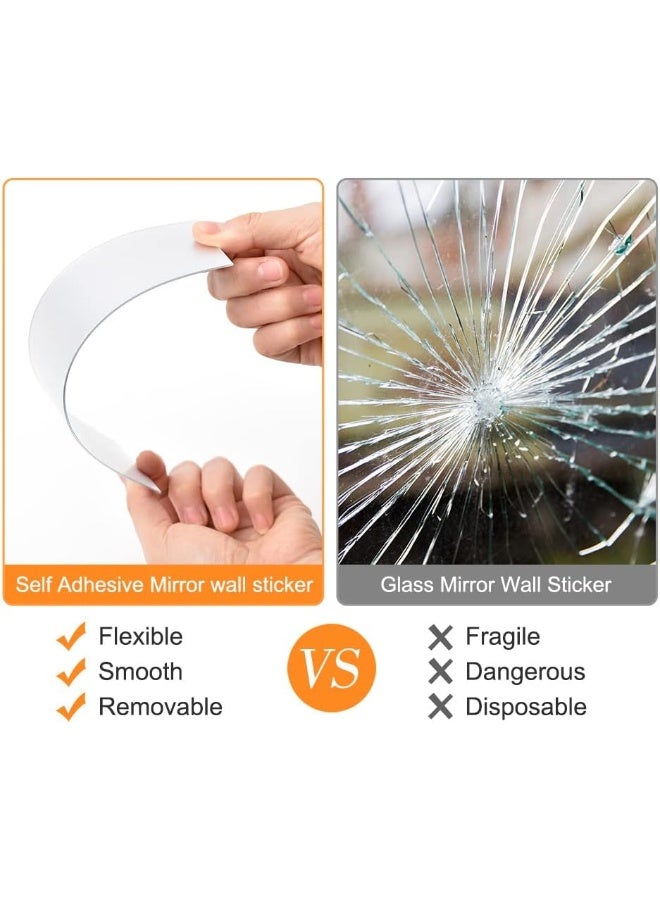 TPGP Self-Adhesive Mirror Tiles, Pack Of 10 Wall Stickers, 20 Cm, Flexible Self-Adhesive Mirrors, Acrylic Wall Mirror For Diy Home Decorative (7.9 Inches)  - Image 3