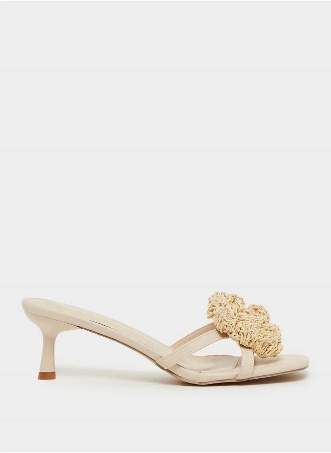 ستايلي Floral Corsage Slip On Kitten Heel Sandals