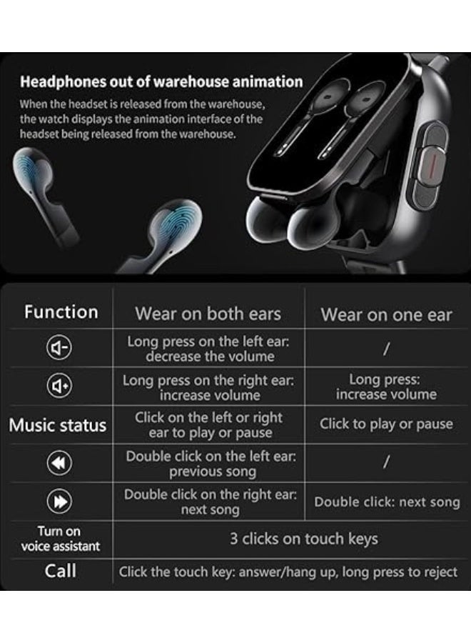 Smartbarry A70 2-in-1 Smart Watch with Built-in Wireless Earbuds – Fitness Tracker, Bluetooth Calling, Smart Notifications, Touch Display, Android & iOS Compatible, Elegant White Design - Image 3