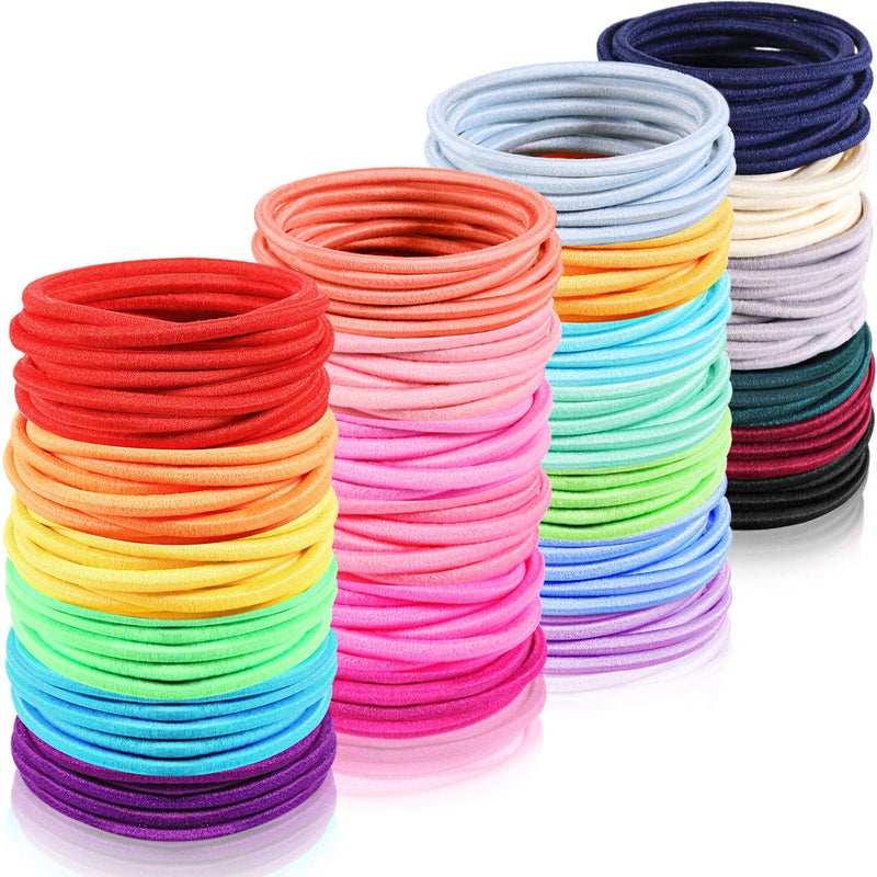 TecUnite 500 Pieces Elastic Hair Ties Stretchy Ponytail Holders Elastics No Metal Hair Bands for Women 3 mm x 5 cm Assorted Color