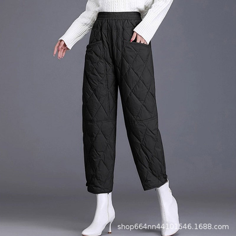 2024 Lightweight Down Cotton Pants for Women Black (light cotton pants 851#) 
