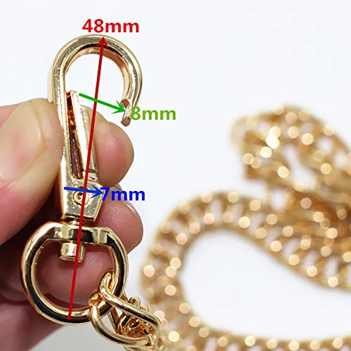 Model Worker DIY Iron Flat Chain Strap Handbag Chains Purse Chain Straps Shoulder Cross Body Replacement Straps with Metal Buckles (55", Gold) - Image 4