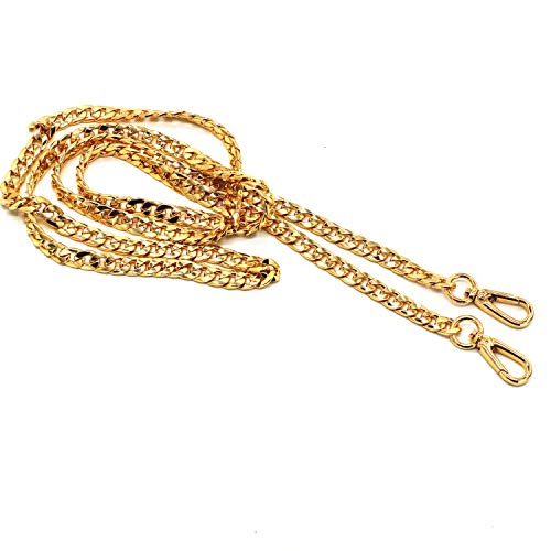 Model Worker DIY Iron Flat Chain Strap Handbag Chains Purse Chain Straps Shoulder Cross Body Replacement Straps with Metal Buckles (55", Gold) - Image 2