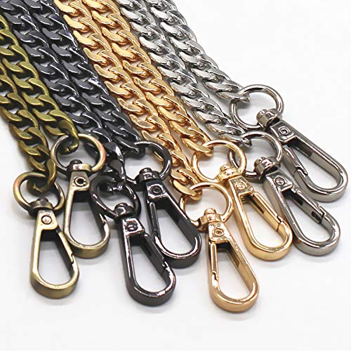 Model Worker DIY Iron Flat Chain Strap Handbag Chains Purse Chain Straps Shoulder Cross Body Replacement Straps with Metal Buckles (55", Gold) - Image 5