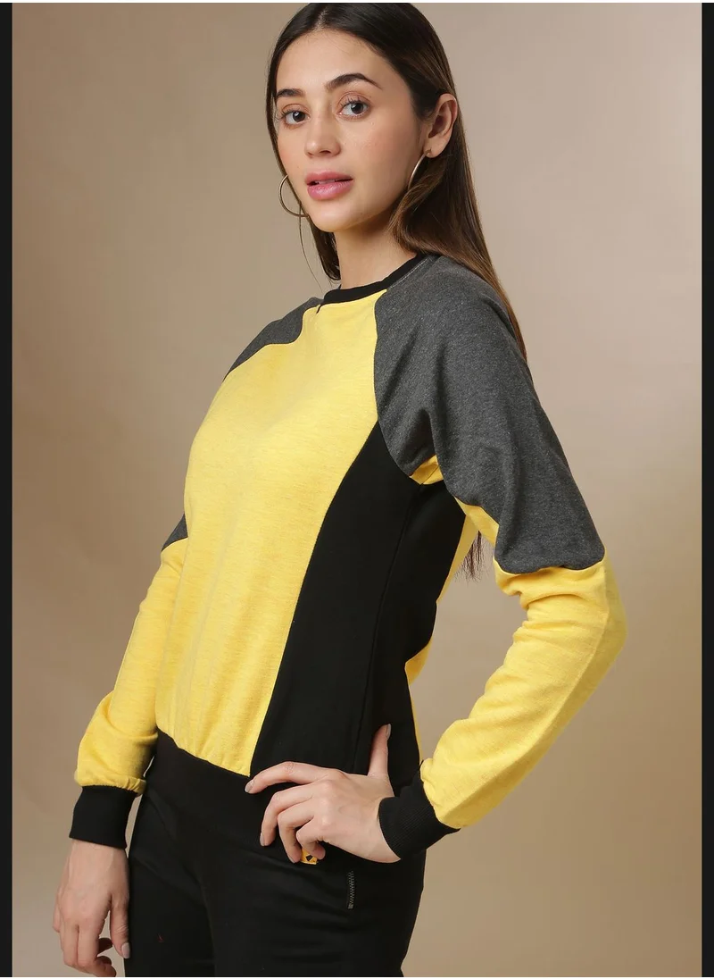 Campus Sutra Color block Sweatshirt