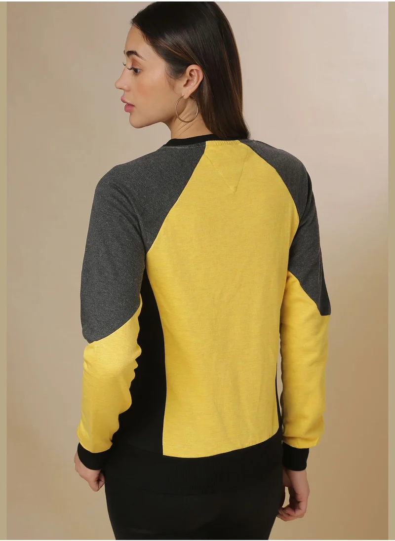 Campus Sutra Color block Sweatshirt