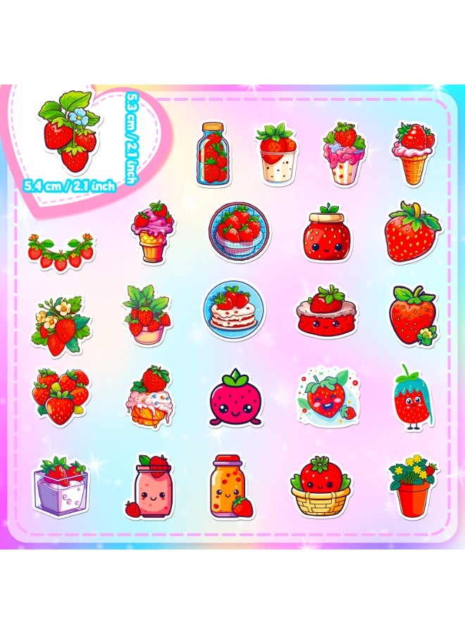 NIBEMINENT 50 Pcs Red Heart Strawberry Deco Kit Waterproof Stickers, High Definition Printing Bright Colors, Suitable for Laptop Skateboard Luggage Water Bottle Guitar DIY - Image 3