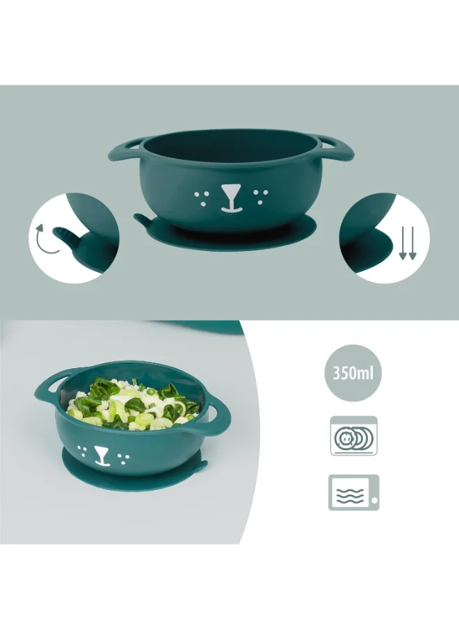 بيبي موف 3 Pieces Anti Slip Weaning Babies Feeding Set, Spoon And Bib, Blue Dog