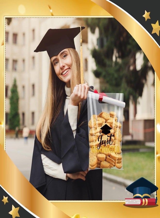 Sinload 48 Pcs 10" x 6" Graduation Treat Bags Bulk Class of 2026 Graduation Candy Goodie Bag Plastic Popcorn Gift Bags with Handles Black Gold Snack Goodie Pouches for Grad Party Favors - Image 2