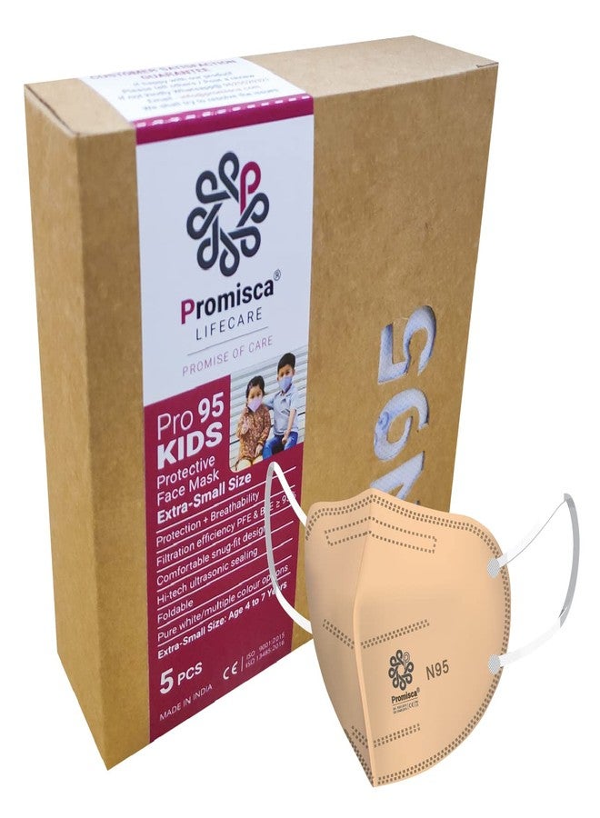 Promisca Kids N95 Face Mask Extra Small Size (Pack of 5) with 5 Layered Filtration and Genuine Melt Blown (Orange), 4 to 7 yrs, (PR05KEOR2118) - Image 1