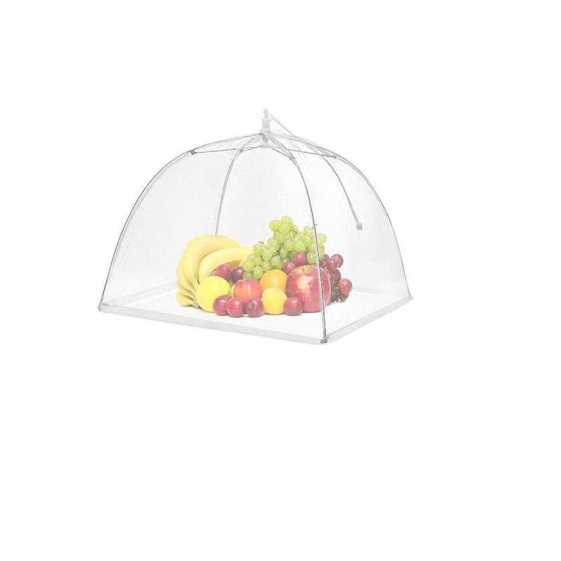 Tonity Food Cover for Outside 2Pcs Reusable Food Tent Fruit Cover Pop-Up Food Nets Outdoors Mesh Screen Collapsible 17 Inch,White - Image 1
