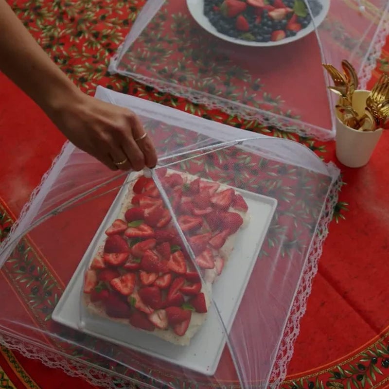 Tonity Food Cover for Outside 2Pcs Reusable Food Tent Fruit Cover Pop-Up Food Nets Outdoors Mesh Screen Collapsible 17 Inch,White - Image 5