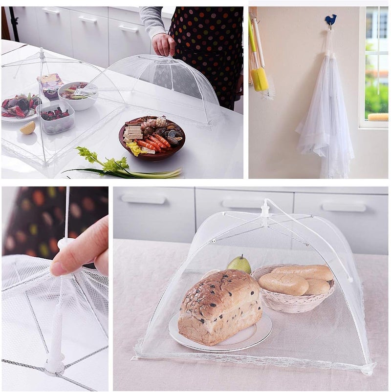 Tonity Food Cover for Outside 2Pcs Reusable Food Tent Fruit Cover Pop-Up Food Nets Outdoors Mesh Screen Collapsible 17 Inch,White - Image 4