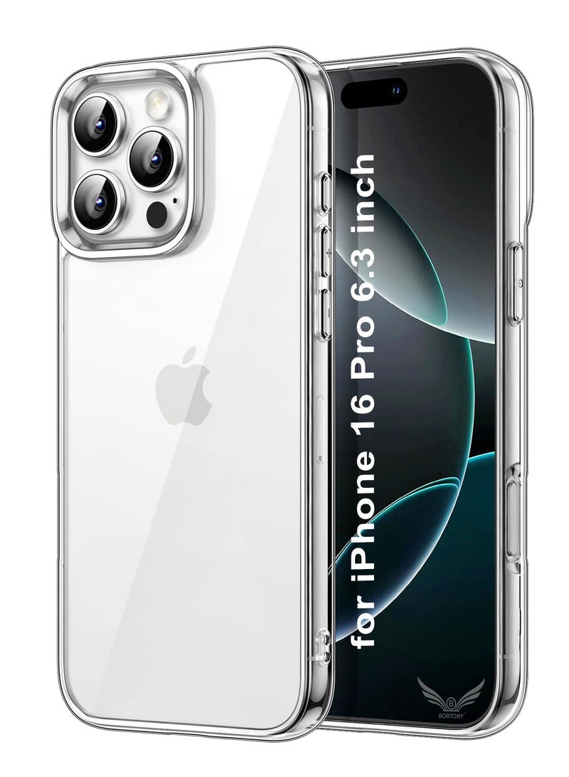BORTONY iPhone 16 Pro Case Clear Soft TPU Drop Protection Sim iPhone 16 Pro Cover Anti Scratch Protective Phone Case for iPhone 16 Pro 6.3 inch - Image 1