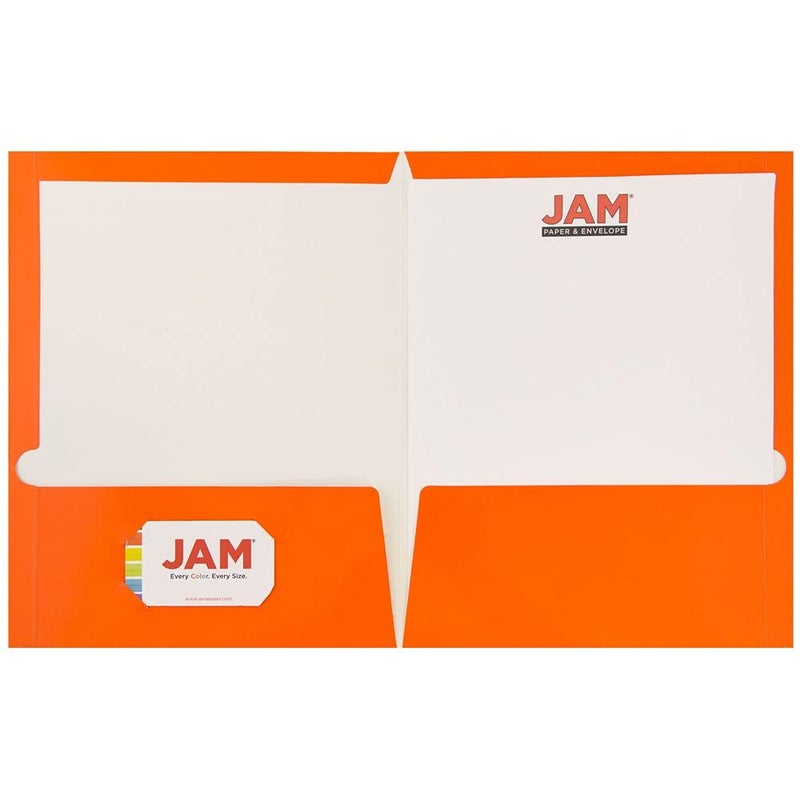 JAM PAPER Laminated Two Pocket Glossy School Folders - Letter Size - High Gloss Orange - 6/Pack - Image 2