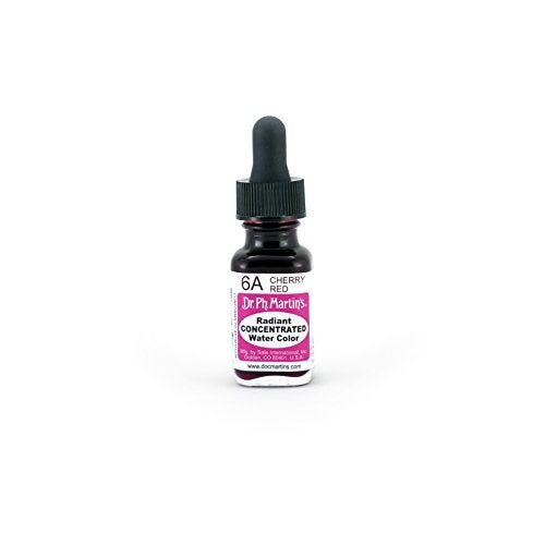 Dr. Ph. Martin's Radiant Concentrated Water Color (6A) Watercolor Bottle, 0.5 oz, Cherry Red, 1 Bottle - Image 1