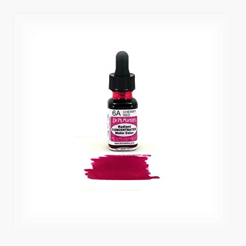 Dr. Ph. Martin's Radiant Concentrated Water Color (6A) Watercolor Bottle, 0.5 oz, Cherry Red, 1 Bottle - Image 2