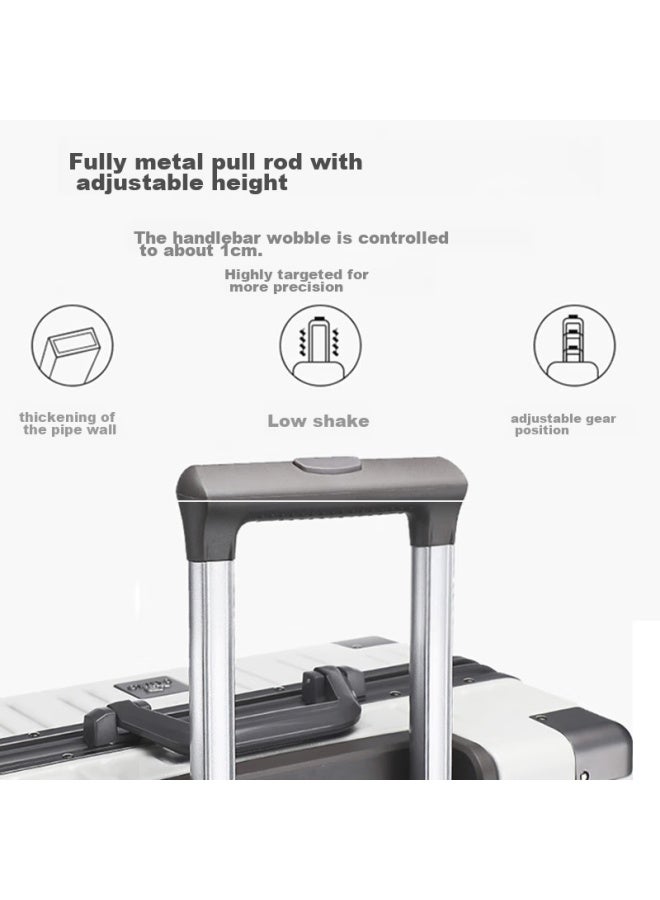 Paul Frank Aluminum Frame Luggage 20-inch Small Boarding Box Thickened Trolley Case Men And Women Travel Box Milky White Password Box - Image 4