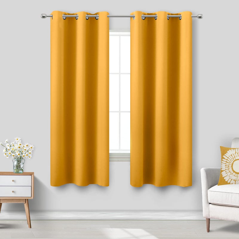 KOUFALL Yellow Curtains for Living Room 42 by 72 Inches Long - Image 1