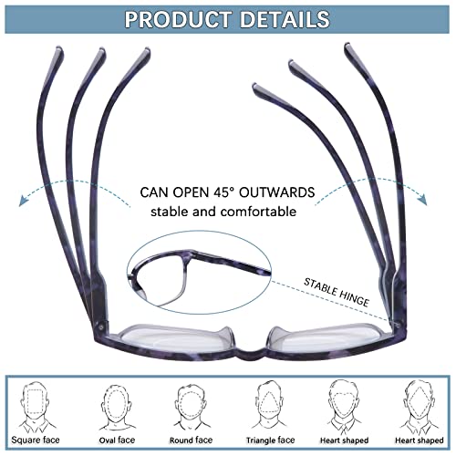 STASTEND 5 Pack Reading Glasses Blue Light Blocking for Women,Computer Readers with Spring Hinge (Multicolor-C3, 1.75, multiplier_x) - Image 3