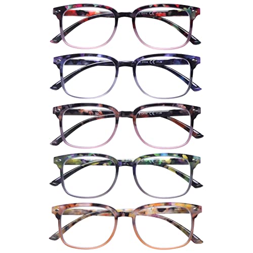 STASTEND 5 Pack Reading Glasses Blue Light Blocking for Women,Computer Readers with Spring Hinge (Multicolor-C3, 1.75, multiplier_x) - Image 1