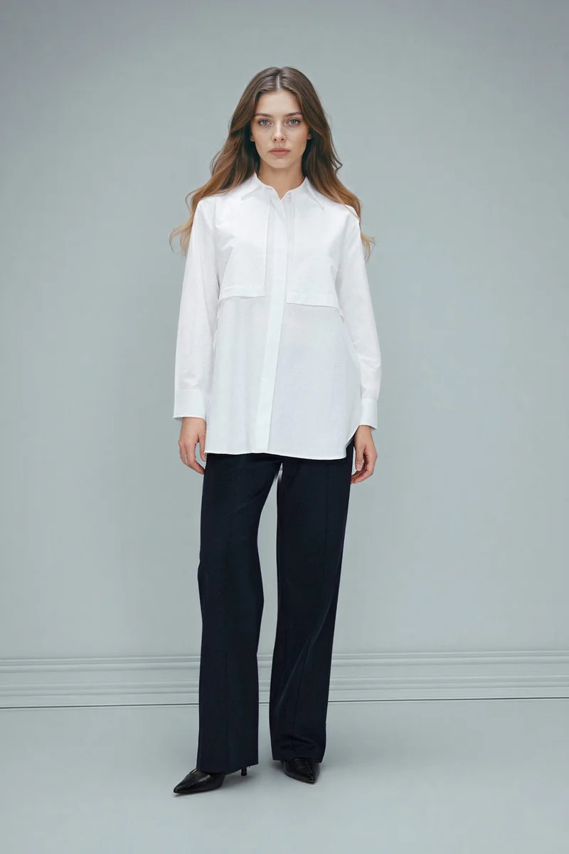 ديفاكتو Regular Fit Poplin Long Sleeve Tunic