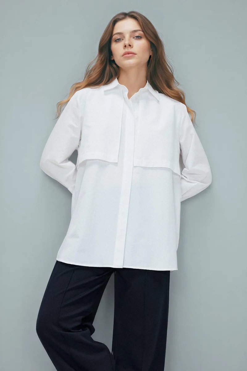 ديفاكتو Regular Fit Poplin Long Sleeve Tunic