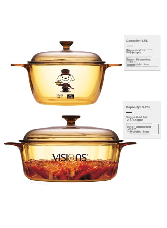 Visions Crystal Clear Transparent Pot, 3.5l Deep Soup Pot, Stew Pot, Heat-resistant, Suitable For Open Flame, Can Boil Chinese Herbal Medicine, Gift Box Packaging - Image 1