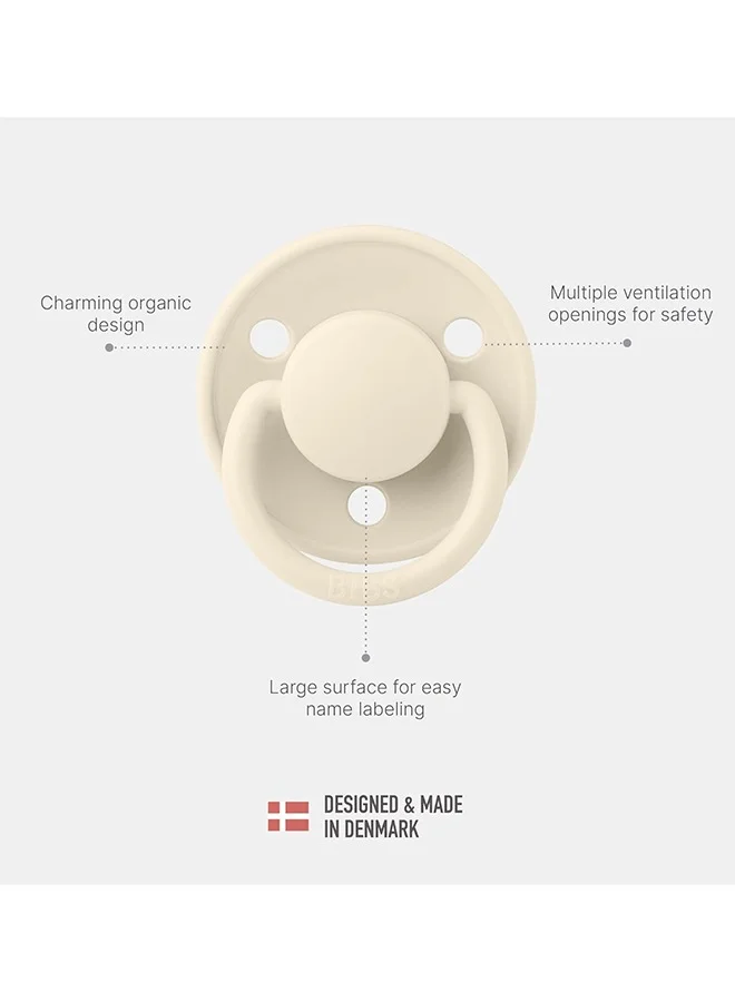بيبس Pack of 2 De Lux Soother Bpa Free Dummy Pacifier, Round Silicone, Made In Denmark. 0 - 36 Months - Blossom And Dusky Lilac