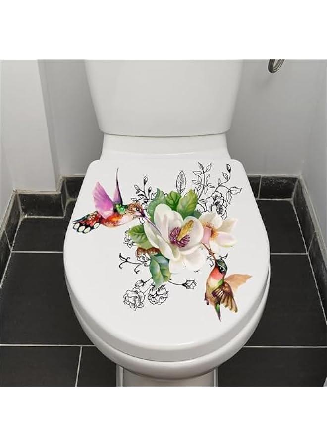Personalized Toilet Sticker Birds and Flowers Bathroom Toilet Seat Wall Stickers Self-Adhesive Florals Toilet Lid Decals Home Decor Sticker, Toilet Accessories, Toilet Lid Decals - Image 4