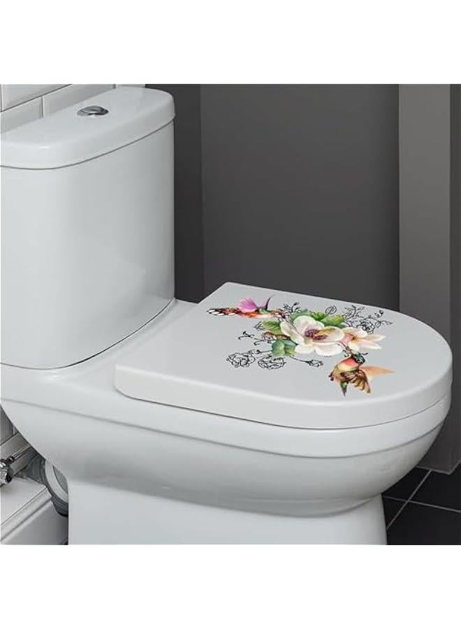 Personalized Toilet Sticker Birds and Flowers Bathroom Toilet Seat Wall Stickers Self-Adhesive Florals Toilet Lid Decals Home Decor Sticker, Toilet Accessories, Toilet Lid Decals - Image 5