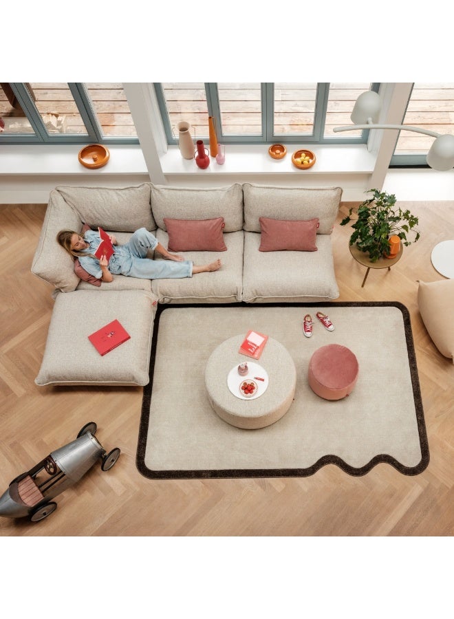 Fatboy Carpet Grand Not Straight (Large) | Supersoft | Playful shape with rounded corners and wavy edges | Ideal for larger indoor spaces | 100% Polypropylene | 290 x 200 cm - Cream Brown - Image 2