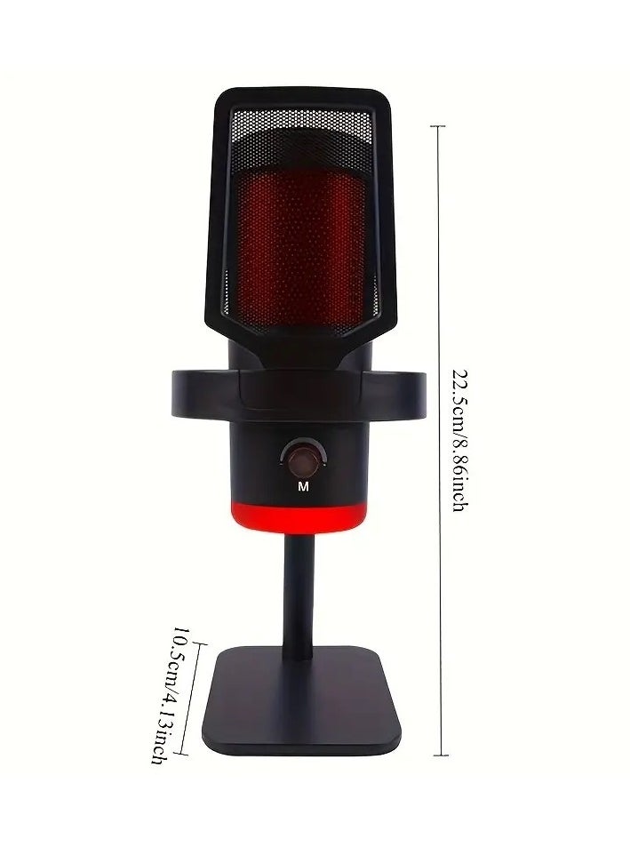USB Gaming Microphone Condenser Desktop Kit - Dynamic RGB – Noise reduction - Real Time Monitor - Instant Mute - Gain Knob, for Streaming, Voice-Over,YouTube, Discord, Windows, PC, laptop