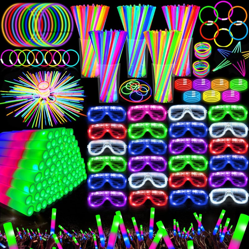 Camlinbo 148 PCS Glow in the Dark Party Supplies 24 Pcs 12 Foam Glow Sticks 24 Pcs LED Glasses 100Pcs Glow Sticks Necklaces Bracelets Light Up Party Favors Pool Wedding Concert Easter Basket - Image 2