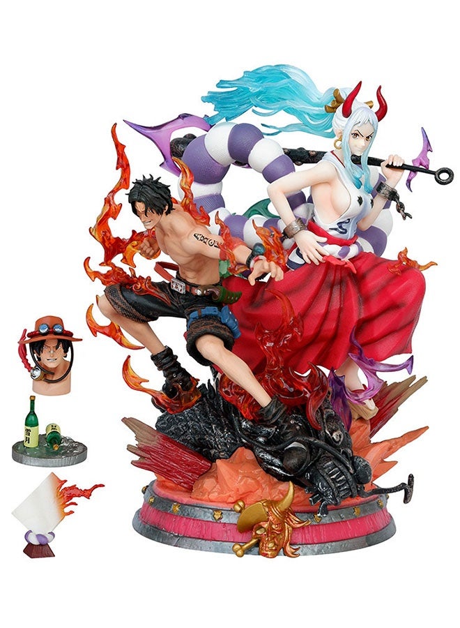 HALAMODO One Piece Yamato Ace Kaido Onigashima Dream Collaboration Figure Model Interchangeable Heads and Accessories Set, Action Figure Statue Model , Anime Collectible Toy, Desktop Decor , Office Desk Decoration, Birthday Gift For Boys Girls, 29cm - Image 1