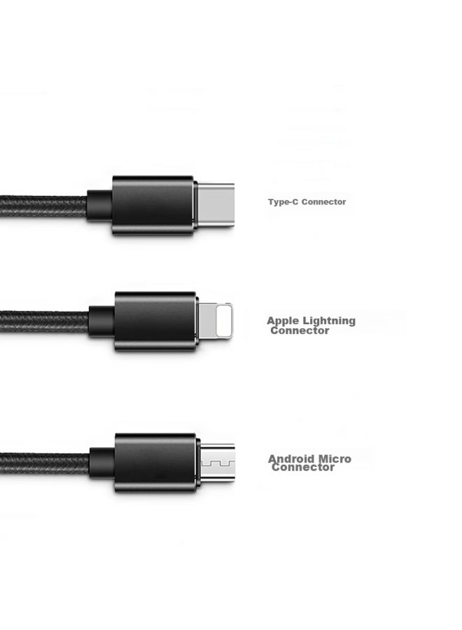 Newmine Apple/android/type-c 3-in Usb-c Fast Charging Data Cable, Compatible With Iphone X Max/huawei P30, Black - Image 5