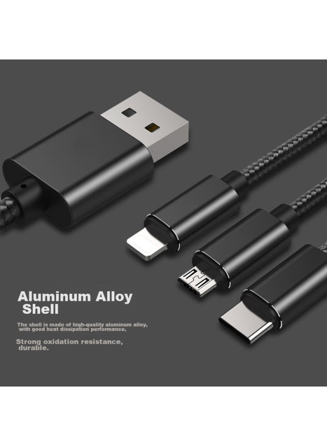 Newmine Apple/android/type-c 3-in Usb-c Fast Charging Data Cable, Compatible With Iphone X Max/huawei P30, Black - Image 3